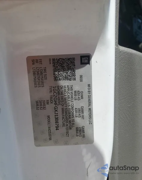 2018 Chevrolet Express G3500 from USA, damaged, VIN 1GCZGHFGXJ1308794